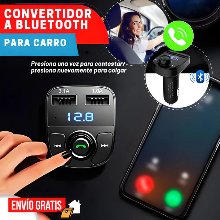 TRANSMISOR BLUETOOTH CON CARGA RÁPIDA PARA CARRO