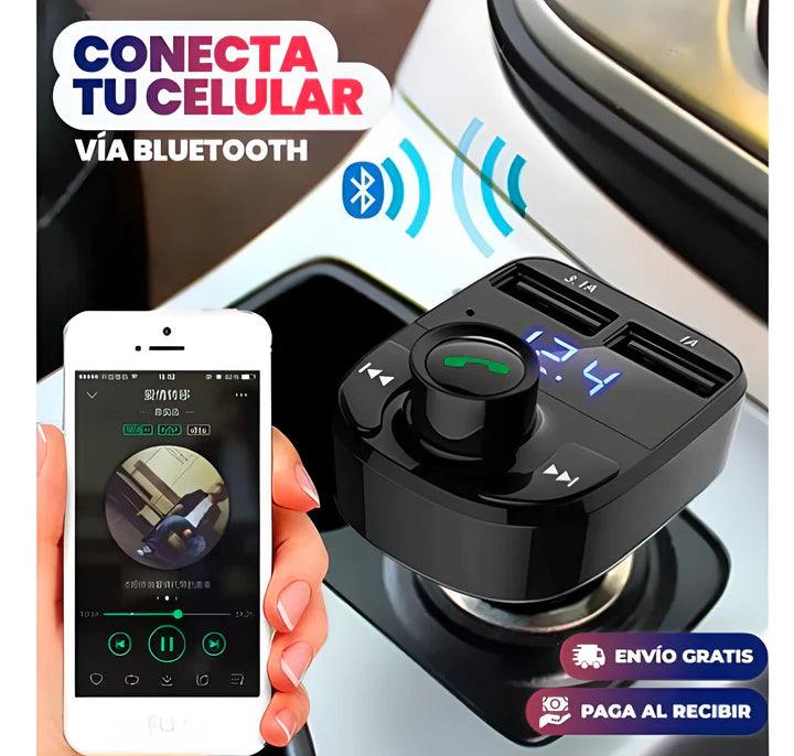 TRANSMISOR BLUETOOTH CON CARGA RÁPIDA PARA CARRO