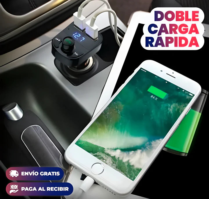 TRANSMISOR BLUETOOTH CON CARGA RÁPIDA PARA CARRO